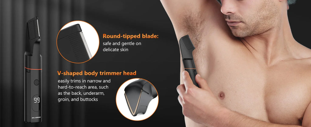 MAXGROOM 4 in 1 Body Hair Trimmer Kit for Men Pubic Hair Shaver Nose Beard Trimmer Electric IPX6 Waterproof Groin Shaver for Man