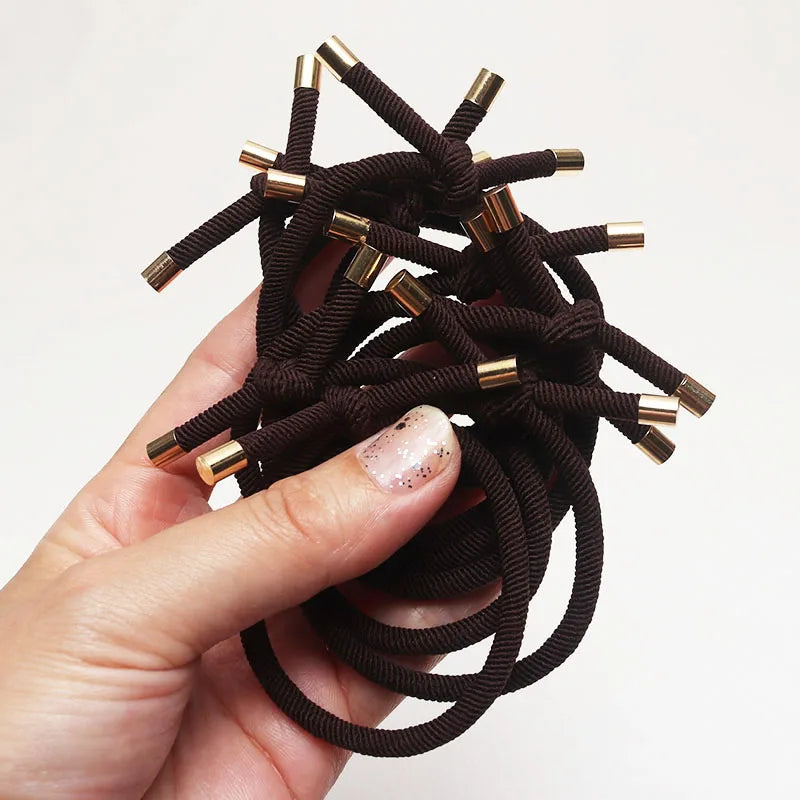 10PCS Women Trendy Elastic Hair Rubber Bands  Girls Hair Bands Hair Scrunchies Gold Plated  Hair Accessories Hair Gum/Tie/Holder