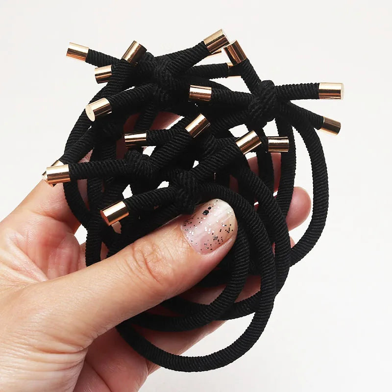 10PCS Women Trendy Elastic Hair Rubber Bands  Girls Hair Bands Hair Scrunchies Gold Plated  Hair Accessories Hair Gum/Tie/Holder