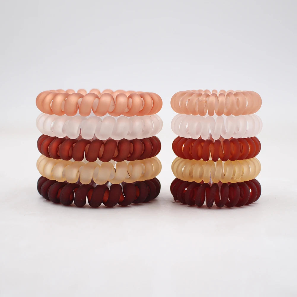 5Pcs/set New Fashion Matt Solid Telephone Wire Elastic Hair Band Frosted Spiral Cord Rubber Band Hair Tie Stretch Head Band Gum