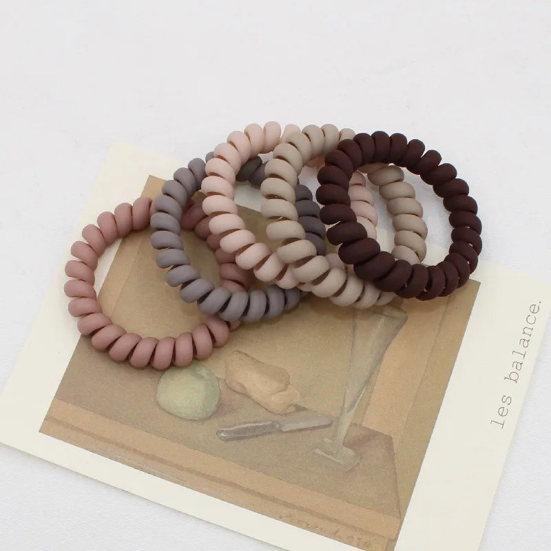 5Pcs/set New Fashion Matt Solid Telephone Wire Elastic Hair Band Frosted Spiral Cord Rubber Band Hair Tie Stretch Head Band Gum