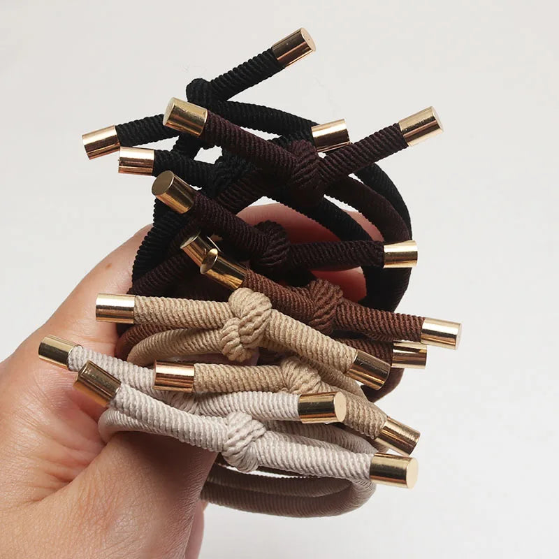 10PCS Women Trendy Elastic Hair Rubber Bands  Girls Hair Bands Hair Scrunchies Gold Plated  Hair Accessories Hair Gum/Tie/Holder