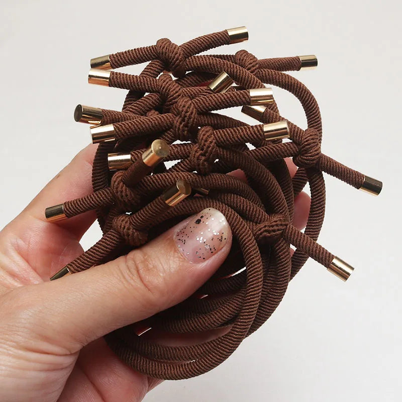 10PCS Women Trendy Elastic Hair Rubber Bands  Girls Hair Bands Hair Scrunchies Gold Plated  Hair Accessories Hair Gum/Tie/Holder
