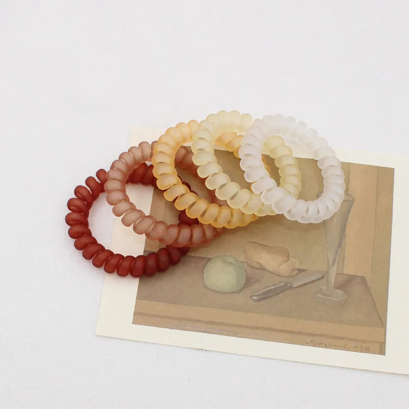 5Pcs/set New Fashion Matt Solid Telephone Wire Elastic Hair Band Frosted Spiral Cord Rubber Band Hair Tie Stretch Head Band Gum