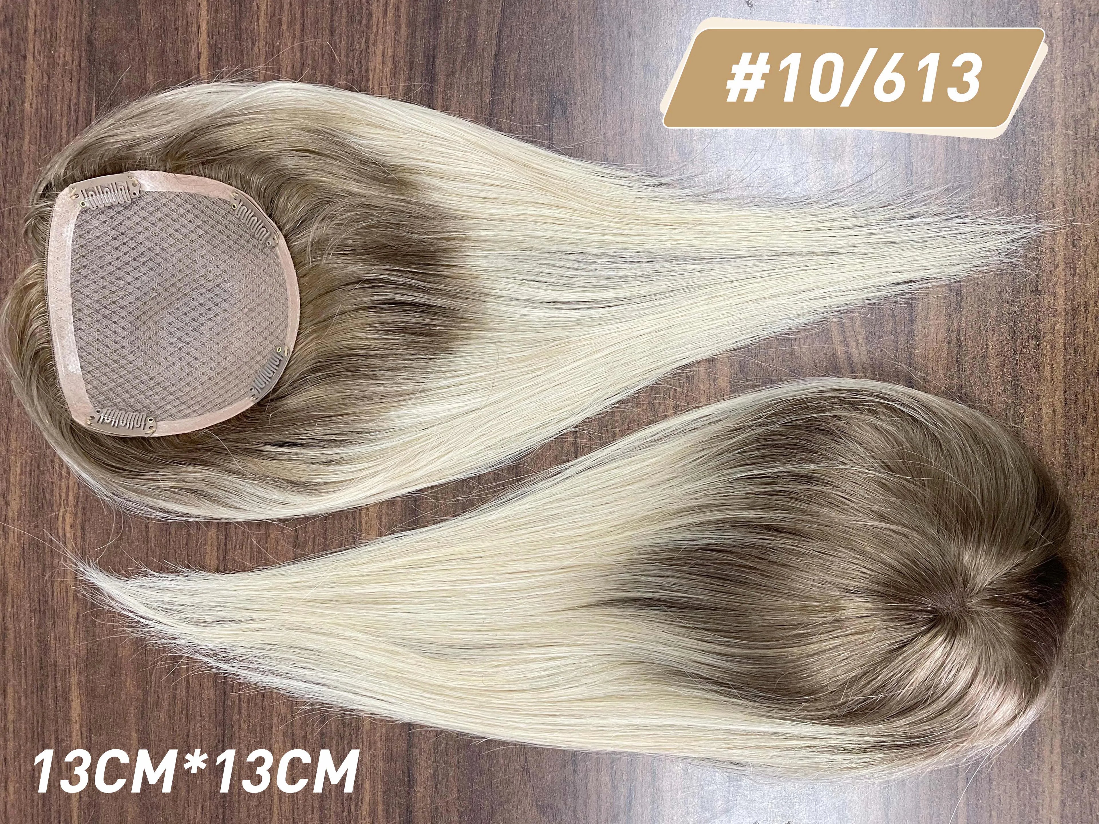 Full Shine Hair Topper Ombre 13*13cm Machine Naturally Comfortable Piece With Clips 100% Breathable Mono Base For Woman