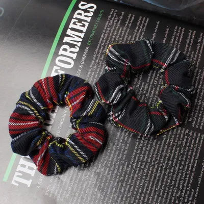 2pcs Plaid Scrunchies Set Autumn and Winter Women Hair Elastic Hair Bands Girls Hair Ties Ponytail Holders  Hair Accessories