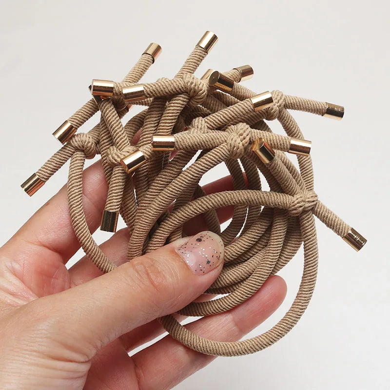 10PCS Women Trendy Elastic Hair Rubber Bands  Girls Hair Bands Hair Scrunchies Gold Plated  Hair Accessories Hair Gum/Tie/Holder