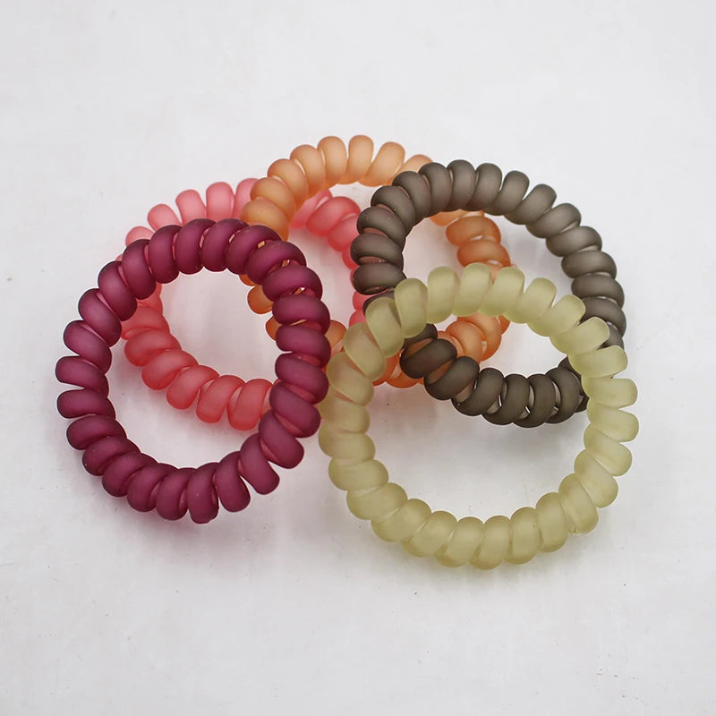 5Pcs/set New Fashion Matt Solid Telephone Wire Elastic Hair Band Frosted Spiral Cord Rubber Band Hair Tie Stretch Head Band Gum