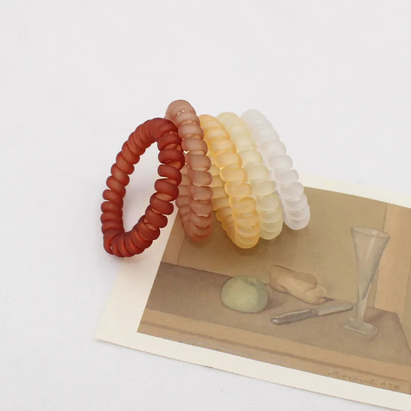 5Pcs/set New Fashion Matt Solid Telephone Wire Elastic Hair Band Frosted Spiral Cord Rubber Band Hair Tie Stretch Head Band Gum
