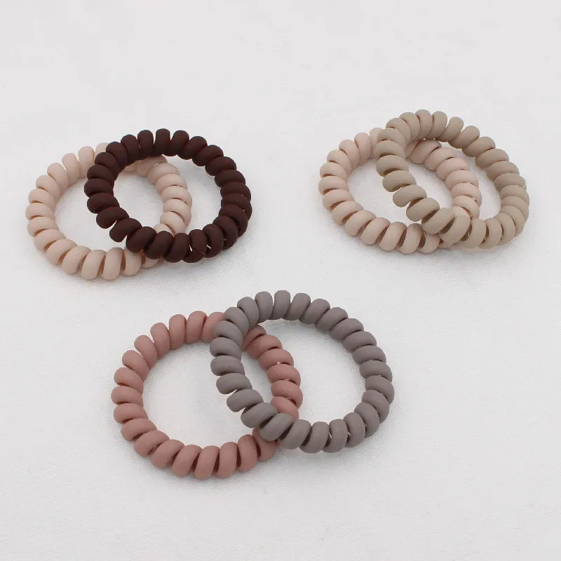 5Pcs/set New Fashion Matt Solid Telephone Wire Elastic Hair Band Frosted Spiral Cord Rubber Band Hair Tie Stretch Head Band Gum