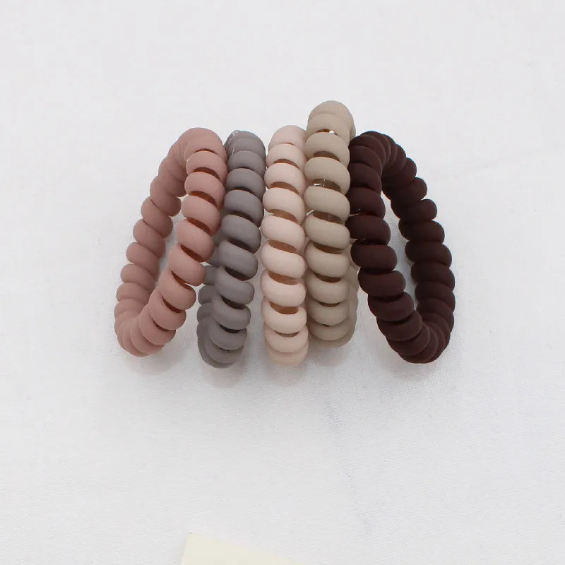 5Pcs/set New Fashion Matt Solid Telephone Wire Elastic Hair Band Frosted Spiral Cord Rubber Band Hair Tie Stretch Head Band Gum