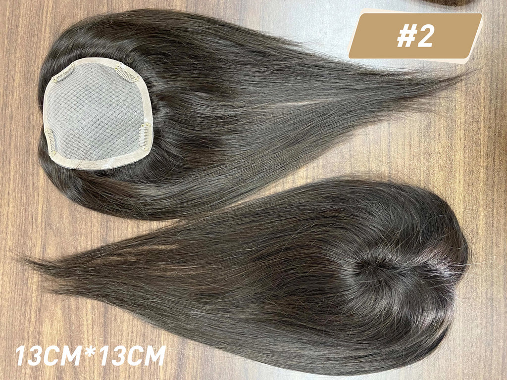 Full Shine Hair Topper Ombre 13*13cm Machine Naturally Comfortable Piece With Clips 100% Breathable Mono Base For Woman