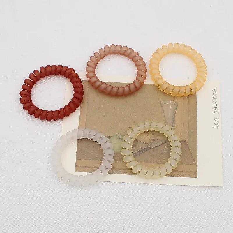 5Pcs/set New Fashion Matt Solid Telephone Wire Elastic Hair Band Frosted Spiral Cord Rubber Band Hair Tie Stretch Head Band Gum