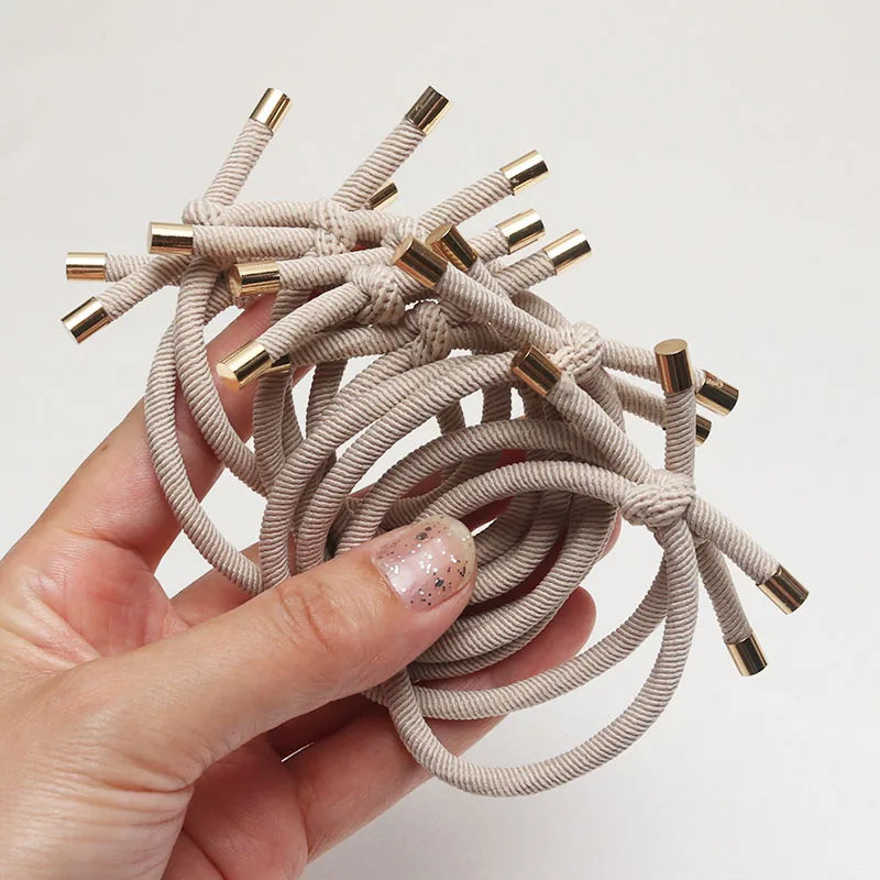 10PCS Women Trendy Elastic Hair Rubber Bands  Girls Hair Bands Hair Scrunchies Gold Plated  Hair Accessories Hair Gum/Tie/Holder