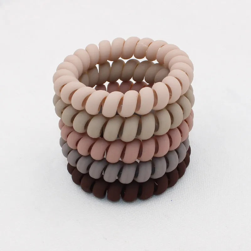 5Pcs/set New Fashion Matt Solid Telephone Wire Elastic Hair Band Frosted Spiral Cord Rubber Band Hair Tie Stretch Head Band Gum