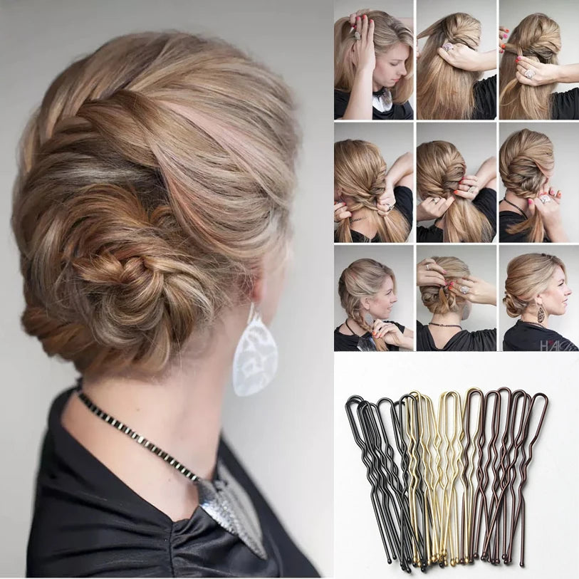 50-200PCS 6cm Basic U Shaped Gold Plated Metal Hairpin Invisible Hair Styling Bobby Pin Salon Hair Accessories Wedding Hair Grip