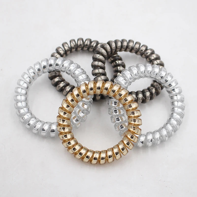 5Pcs/set New Fashion Matt Solid Telephone Wire Elastic Hair Band Frosted Spiral Cord Rubber Band Hair Tie Stretch Head Band Gum