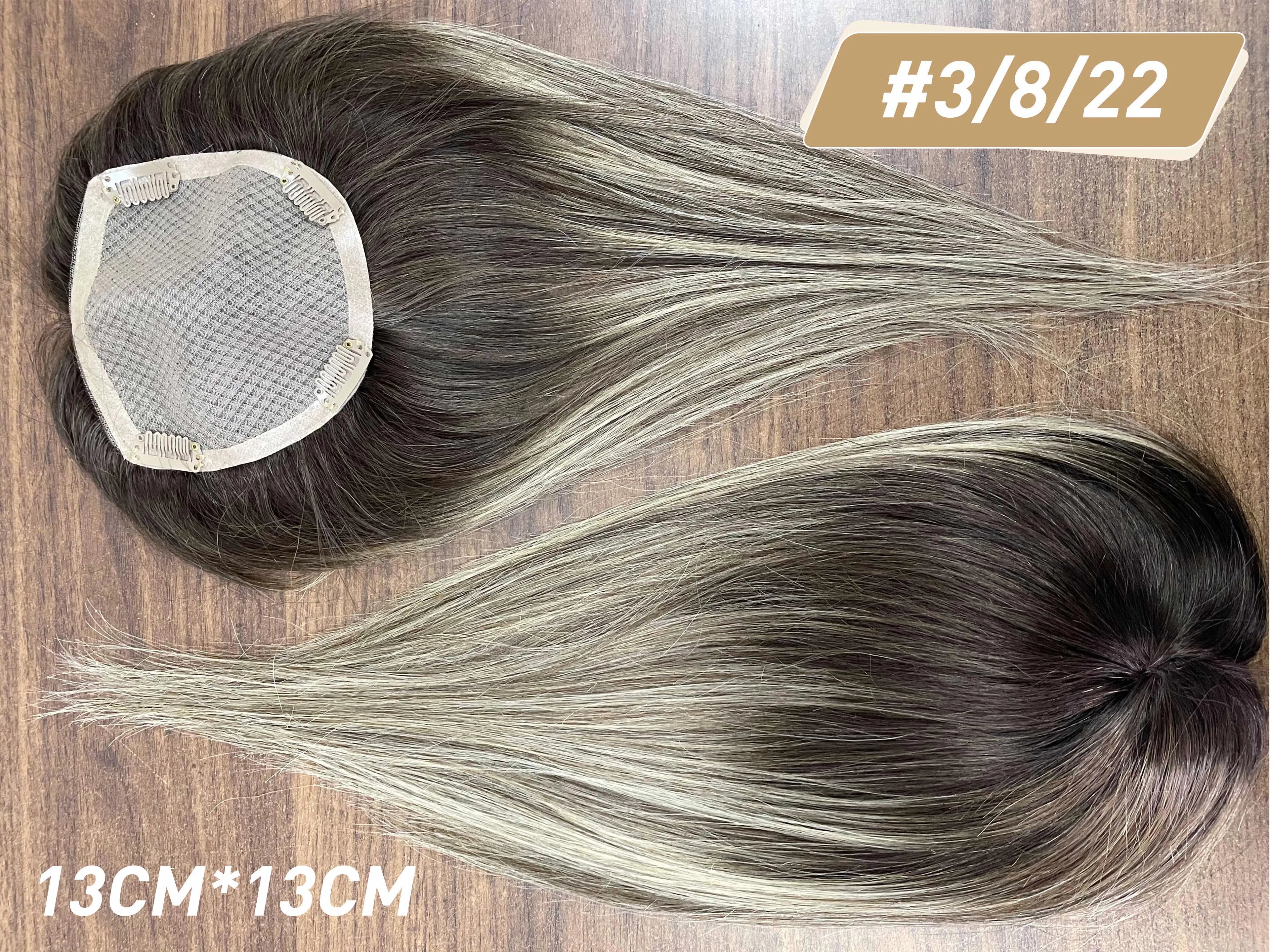 Full Shine Hair Topper Ombre 13*13cm Machine Naturally Comfortable Piece With Clips 100% Breathable Mono Base For Woman