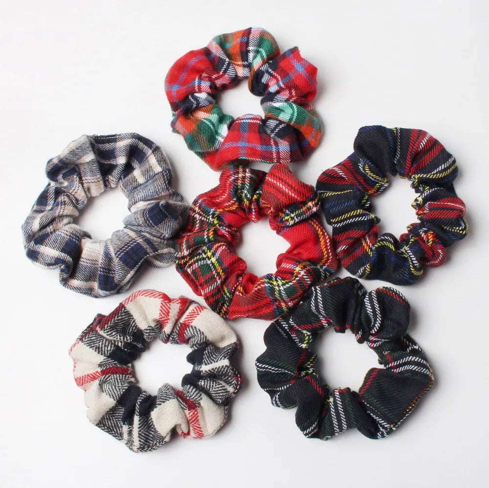 2pcs Plaid Scrunchies Set Autumn and Winter Women Hair Elastic Hair Bands Girls Hair Ties Ponytail Holders  Hair Accessories