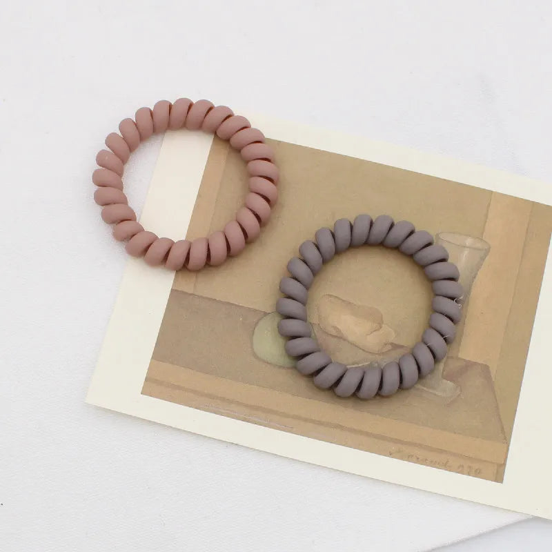5Pcs/set New Fashion Matt Solid Telephone Wire Elastic Hair Band Frosted Spiral Cord Rubber Band Hair Tie Stretch Head Band Gum
