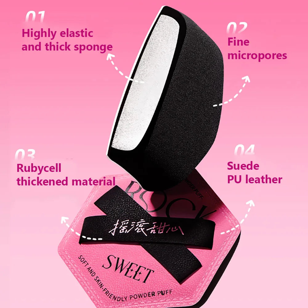 ROCK SWEET 3PCS Powder Puff Set - Soft Pink Dual Use Wet & Dry Foundation Applicators,Makeup Sponge&Trendy Design