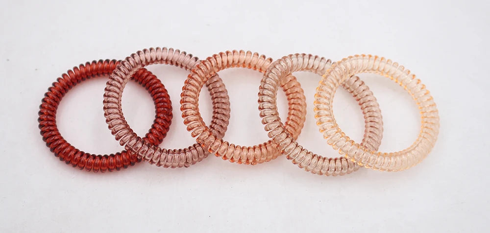 5Pcs/set New Fashion Matt Solid Telephone Wire Elastic Hair Band Frosted Spiral Cord Rubber Band Hair Tie Stretch Head Band Gum