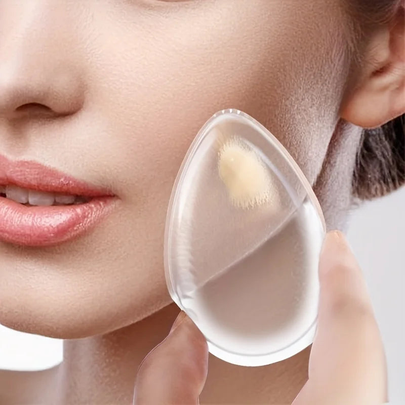 2pcs Teardrop Silicone Makeup Sponge - Transparent, Silicone Makeup Puff - No-Scent, Natural Latex,  Reusable, Beauty Tool