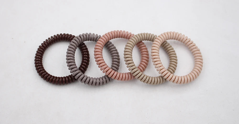 5Pcs/set New Fashion Matt Solid Telephone Wire Elastic Hair Band Frosted Spiral Cord Rubber Band Hair Tie Stretch Head Band Gum
