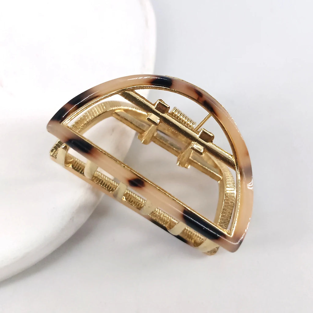 1Pcs 5cm Hair Claws Headwear Fashion Hair Accessories Mini half round shape Acetate Alloy Hairpins Gripper