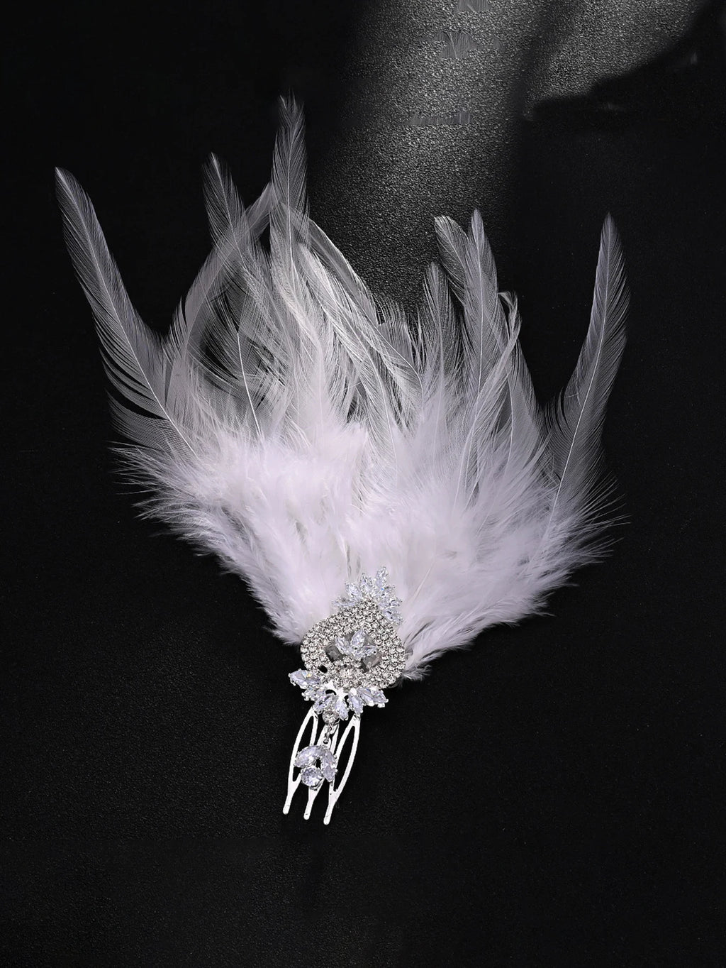 Trendy Fashion Rhinestone Feather Hairpin Side Clip Shiny Crystal Jewelry Hair accessories For Womne Masquerade Halloween