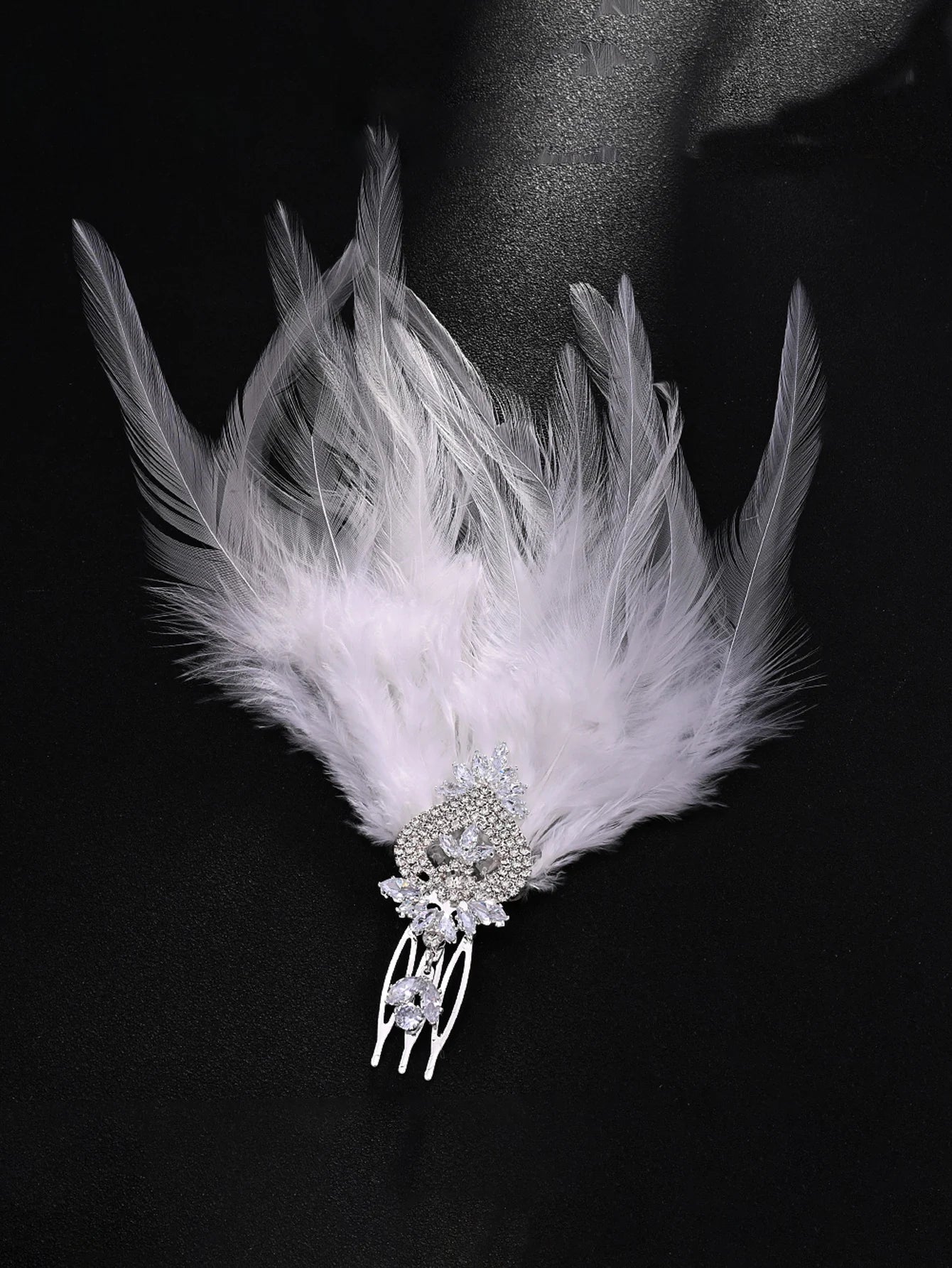 Trendy Fashion Rhinestone Feather Hairpin Side Clip Shiny Crystal Jewelry Hair accessories For Womne Masquerade Halloween