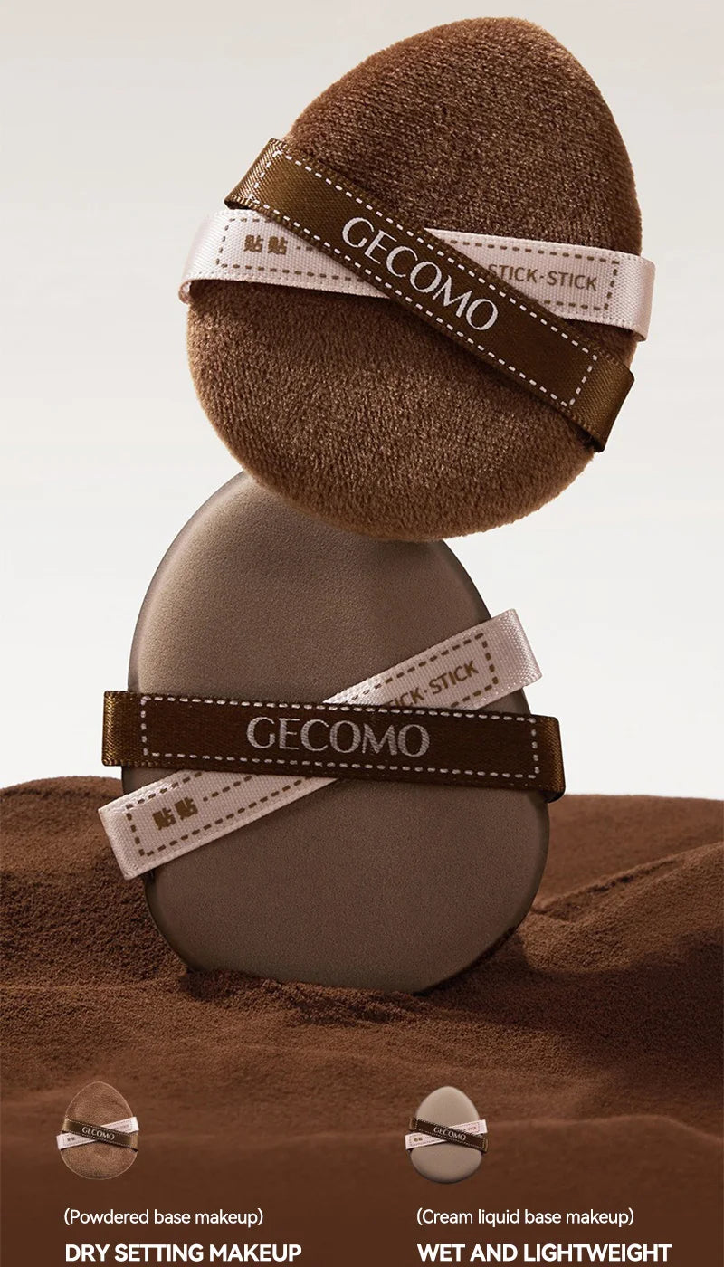 GECOMO Iced Americano Duo Star Powder Puff Set — Dual-Use (Dry & Wet), Ultra-Soft and Skin-Friendly, Ideal for Flawless Applicat