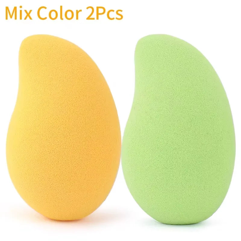 12/2pcs Mango Shape Soft Makeup Sponge Face Beauty Cosmetic Powder Puff For Foundation Concealer Cream Make Up Blender Tools