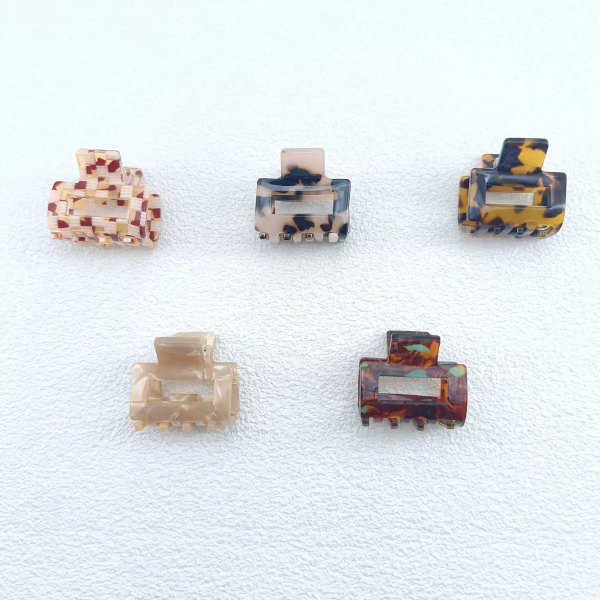 Mini 3.5cm Small Square Hollow Leopard Print Multi-color Checkerboard Clip Personality Simple Acrylic Small Claw Hairpines