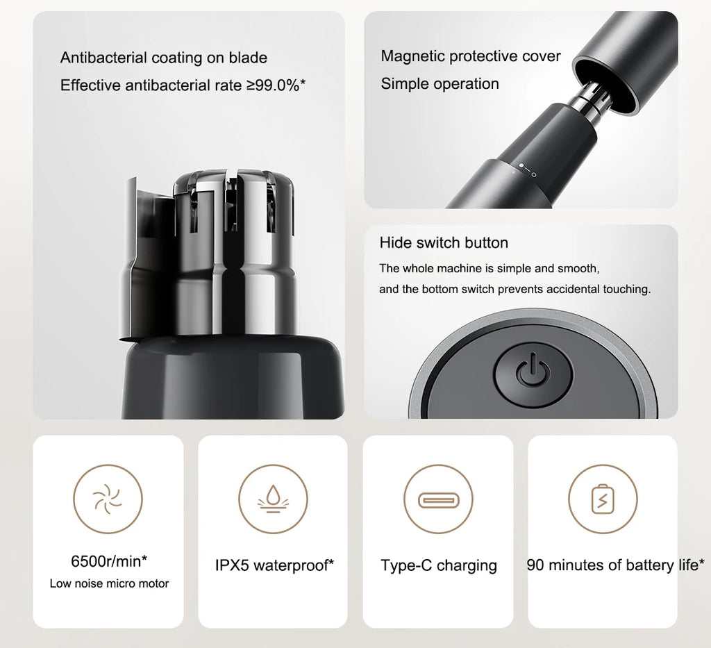 Original XIAOMI Mijia Electric Nose Hair Trimmer Portable Nose Ears Hair Eyebrow Trimmer  for Men Rechargeable Painless Clipper