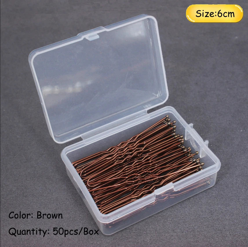 50-200PCS 6cm Basic U Shaped Gold Plated Metal Hairpin Invisible Hair Styling Bobby Pin Salon Hair Accessories Wedding Hair Grip