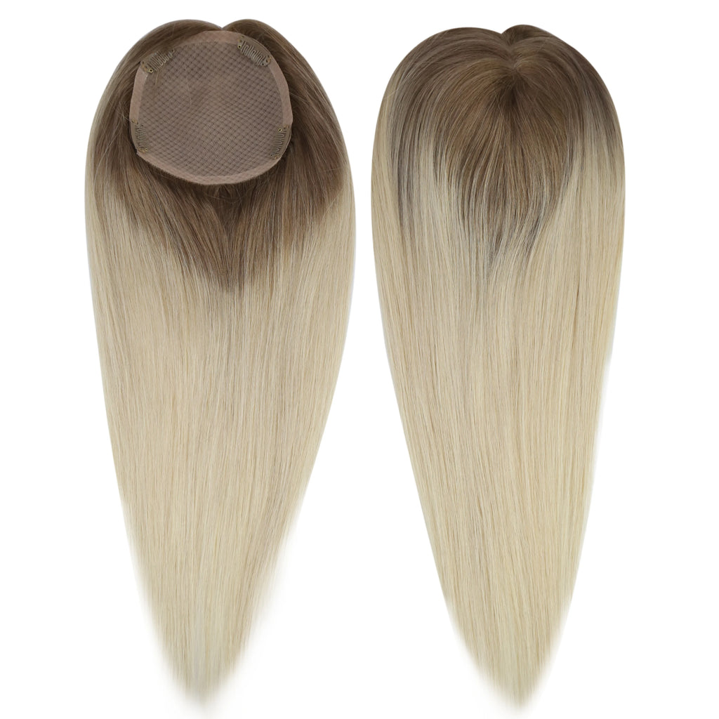 Full Shine Hair Topper Ombre 13*13cm Machine Naturally Comfortable Piece With Clips 100% Breathable Mono Base For Woman