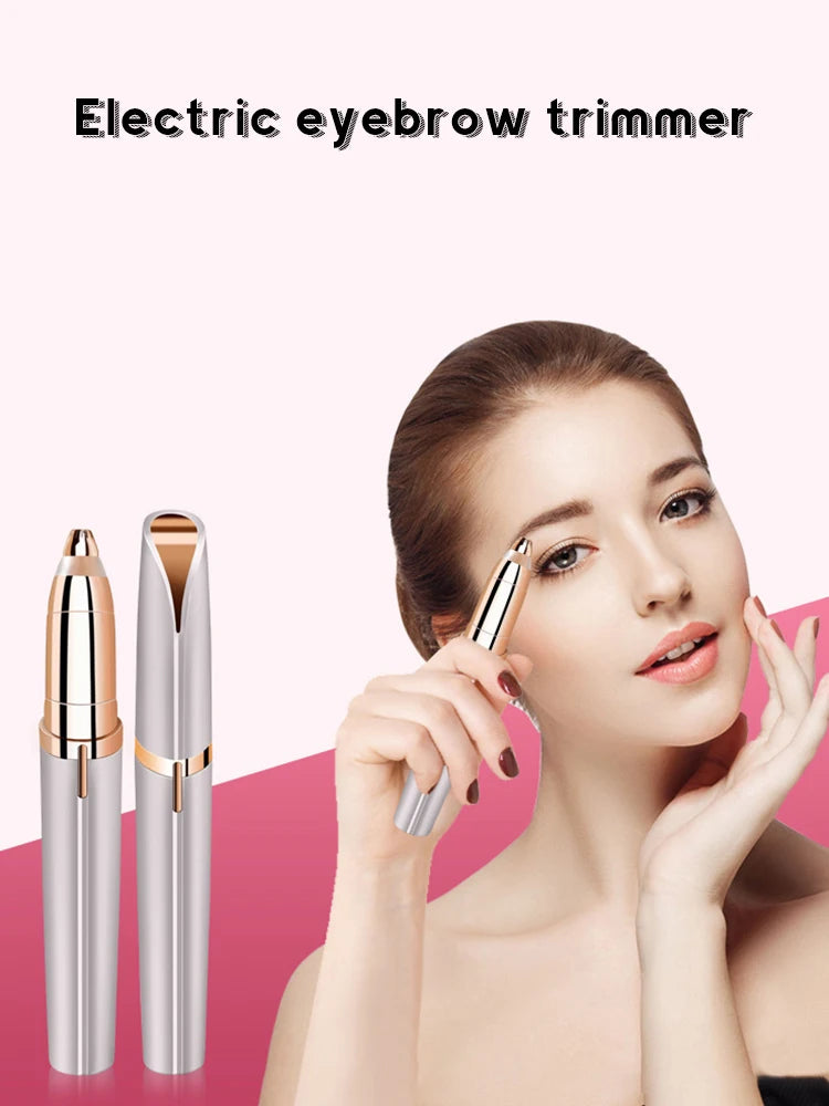1PC Automatic Electric Eyebrow Trimmer for Beginners Nose Hair Shaver Brush Scraper with Battery （Self provided battery））