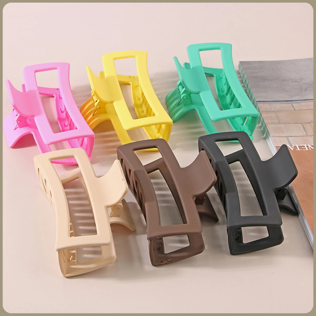 13CM Oversized Solid Color Square Frosted Hair Shark Clip Premium Hair Accessories for Women/Girls Thick Hair Fashion Headdress