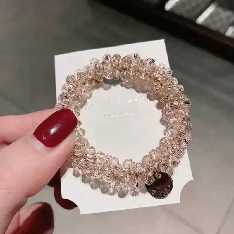 1PC Retro, Pearl, Hair Rope, Simple, Elegant in Temperament, Bracelet, Dual-Purpose, Rubber Band, For Tying Hair, Crystal, Hair