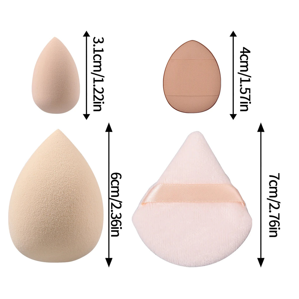 12pieces Soft and non-sticky powder makeup sponge egg Powder puff set: large and small beauty eggs + triangle/thumb powder puff