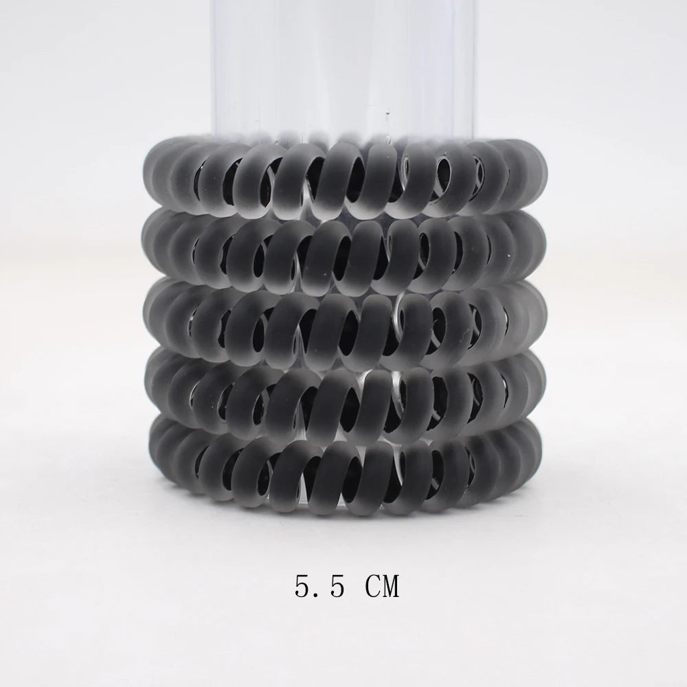 5Pcs/set New Fashion Matt Solid Telephone Wire Elastic Hair Band Frosted Spiral Cord Rubber Band Hair Tie Stretch Head Band Gum