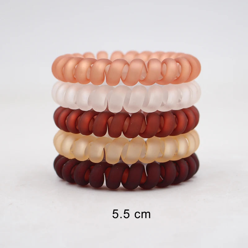 5Pcs/set New Fashion Matt Solid Telephone Wire Elastic Hair Band Frosted Spiral Cord Rubber Band Hair Tie Stretch Head Band Gum