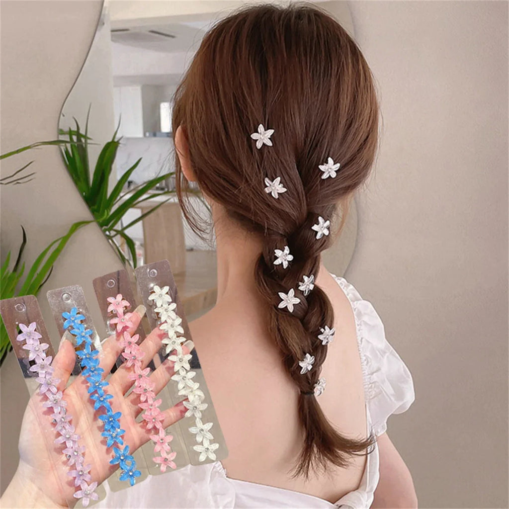 10PCS Braided Hair Clips Small Flower Hair Buttons Mini Claw Hairpins Everyday Styling Travel Accessories Gift