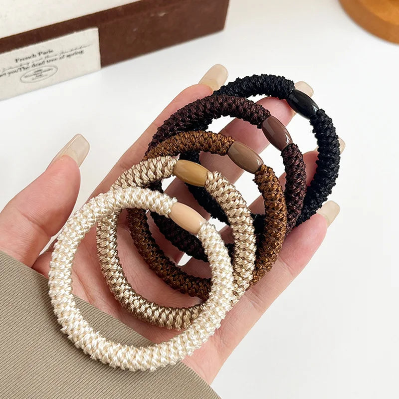 5pcs/set Hair Ties Twisted Knitted Rubber Bands Basic Elastic Hair Band Durable Ponytail Holder Women Hair Accessories