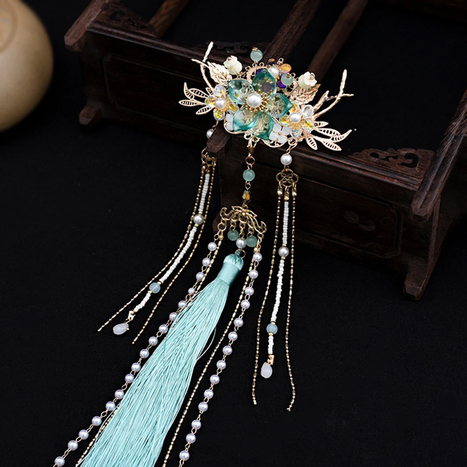 Retro Flower Hairpin Headdress Chinese Hair Clip With Flower Decor Hairpin Weaving Jewelry For Hairstyle Hanfu Hair Accessories