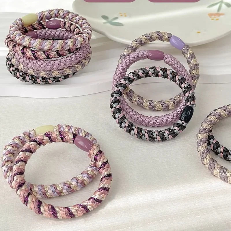 15 pcs of woven high elasticity hair bands for women's hair tie basic rubber bands thickened high ponytail headband accessories