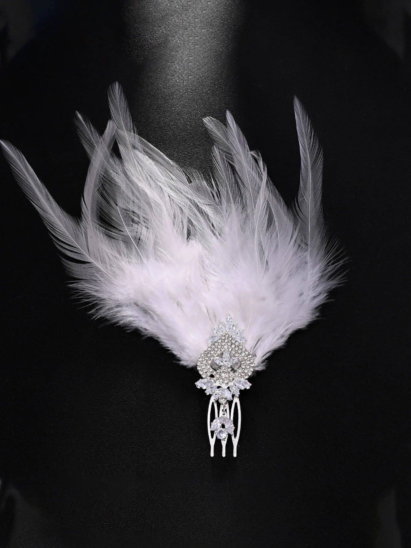 Trendy Fashion Rhinestone Feather Hairpin Side Clip Shiny Crystal Jewelry Hair accessories For Womne Masquerade Halloween