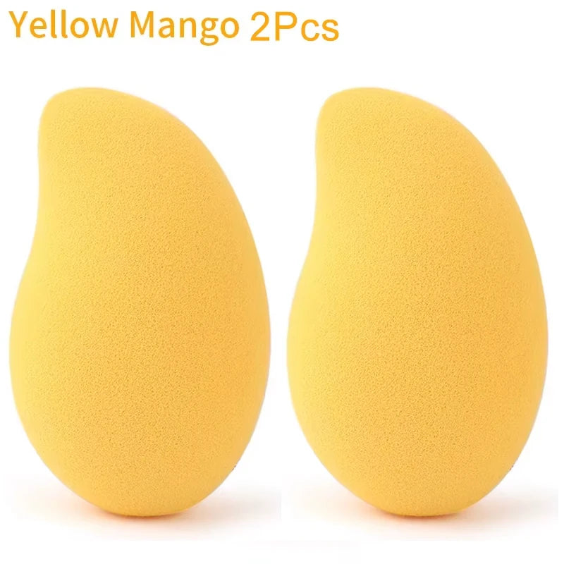 12/2pcs Mango Shape Soft Makeup Sponge Face Beauty Cosmetic Powder Puff For Foundation Concealer Cream Make Up Blender Tools
