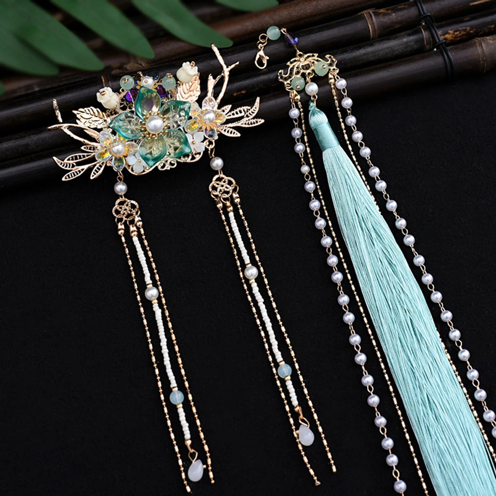 Retro Flower Hairpin Headdress Chinese Hair Clip With Flower Decor Hairpin Weaving Jewelry For Hairstyle Hanfu Hair Accessories